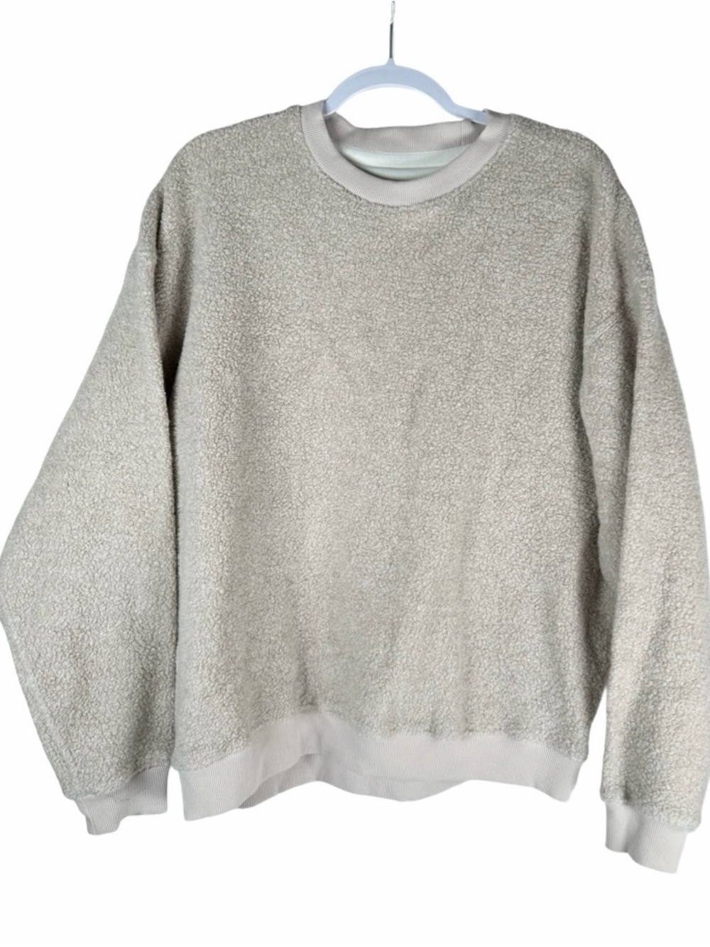 Outdoor Voices MegaFleece Sherpa Wool Blend Crewneck Sweatshirt Oatmeal Size XL